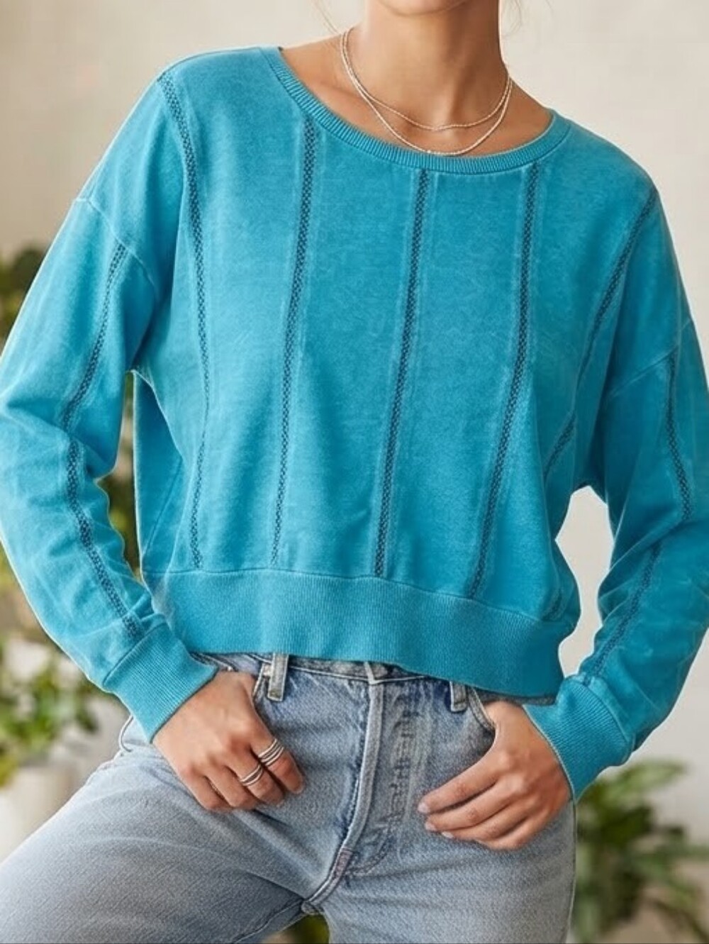 Ariat Turquoise Scoopneck Lightweight Pullover Sweatshirt